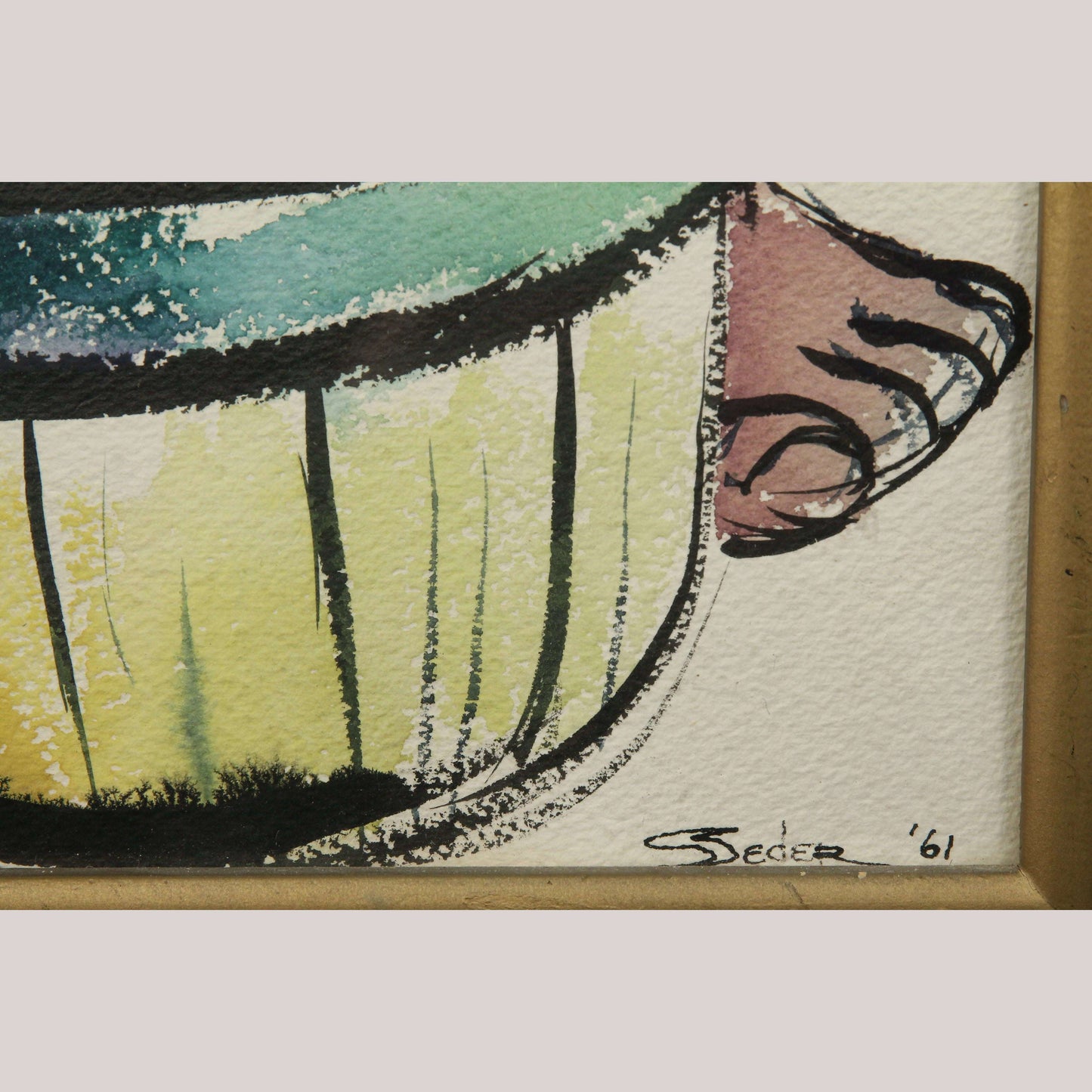 Original Latin Woman Mid-Century/Retro Fine Art Signed Collectible Watercolor