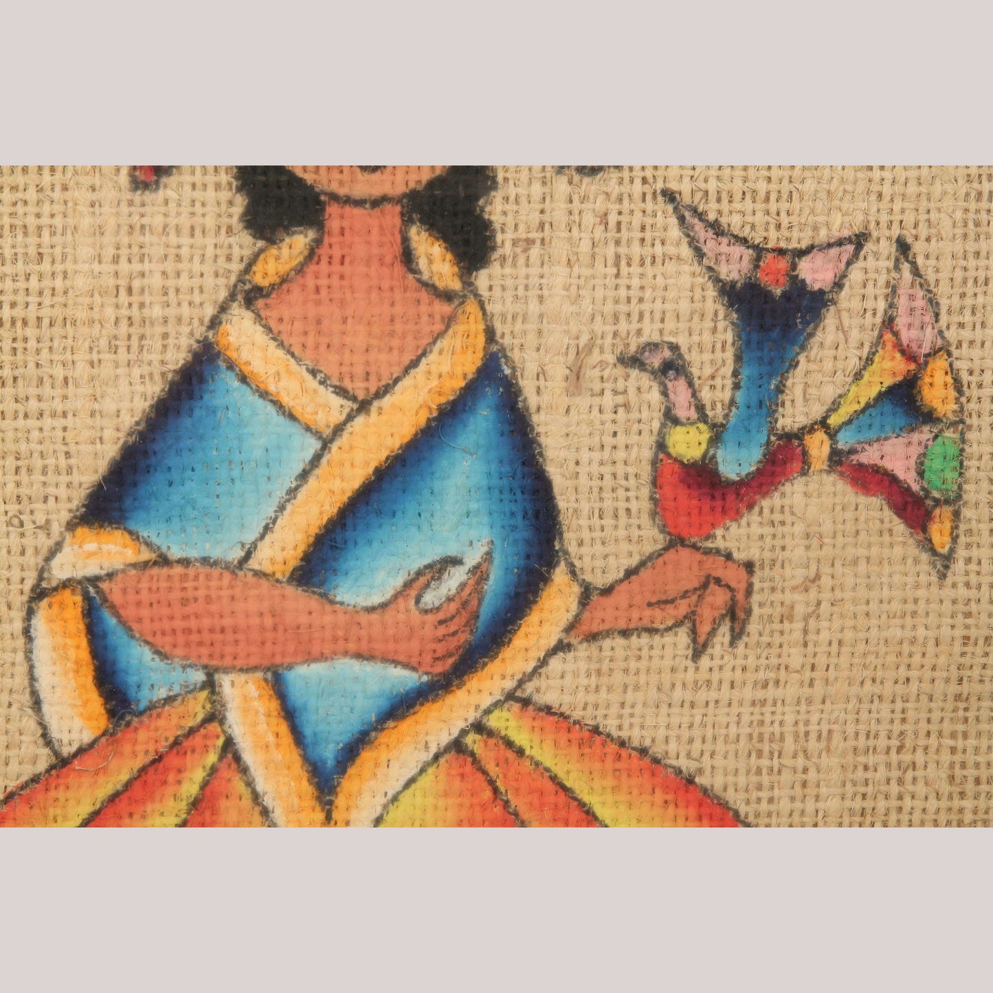 Mid Century Mexican Fine Art Burlap Painting Signed Décor Framed Collectible