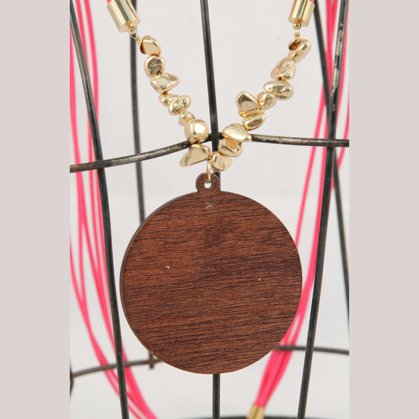 Hand Crafted Necklace Wood/ Embroidered Wearable Art Mexican Jewelry #2