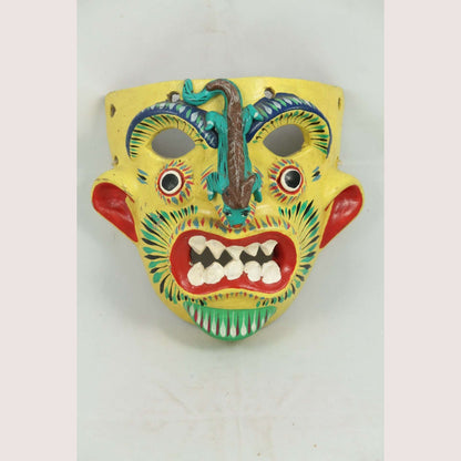 Vintage Mexican Ceramic Hanging Lizard Mask Ortega, Yellow
