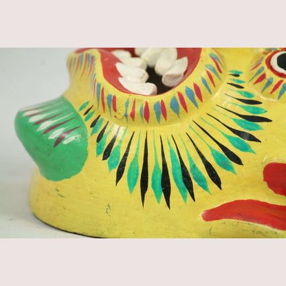 Vintage Mexican Ceramic Hanging Lizard Mask Ortega, Yellow