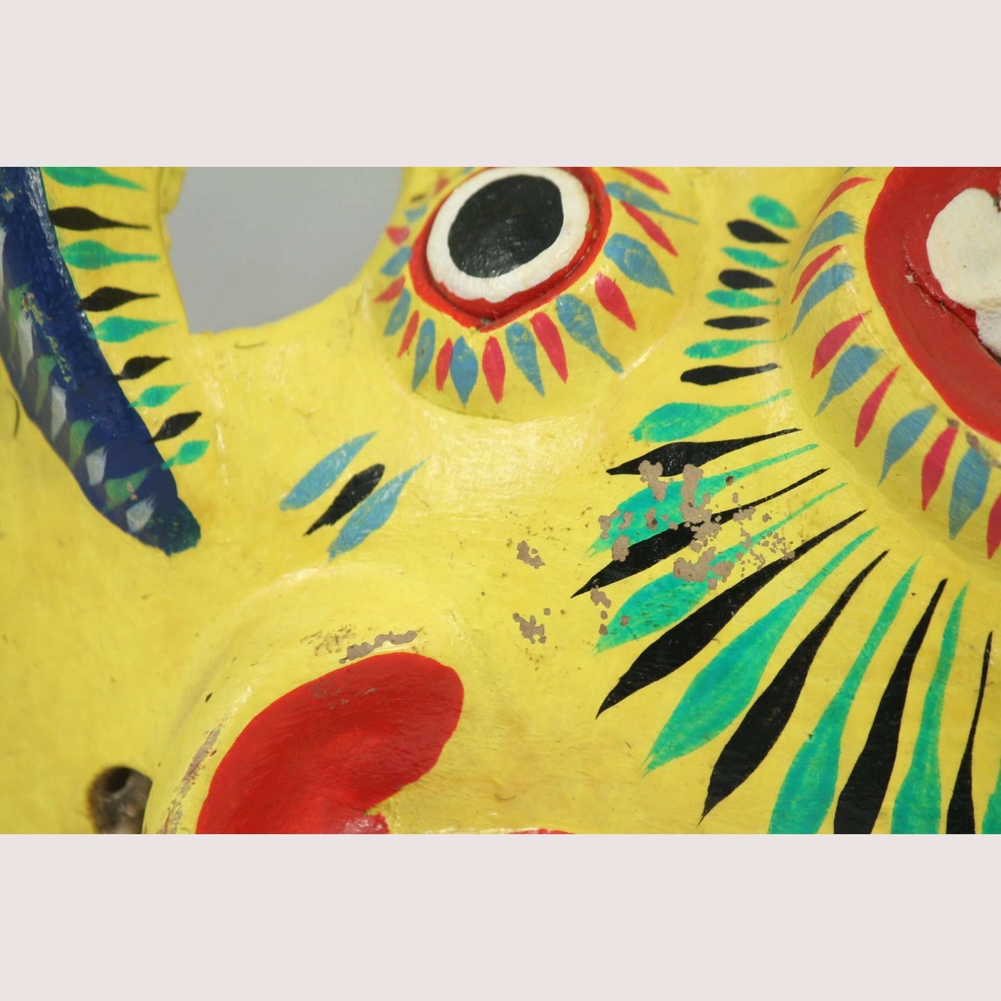 Vintage Mexican Ceramic Hanging Lizard Mask Ortega, Yellow