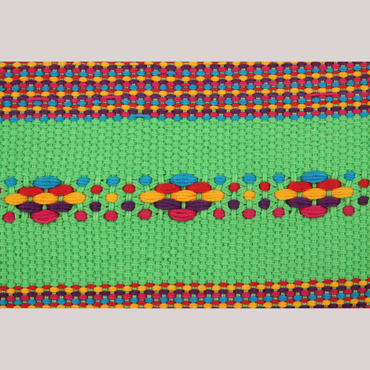 Mexican Textile Makeup/Jewelry Bag Hand Woven Folk Art Mexico Lined Green/Multi