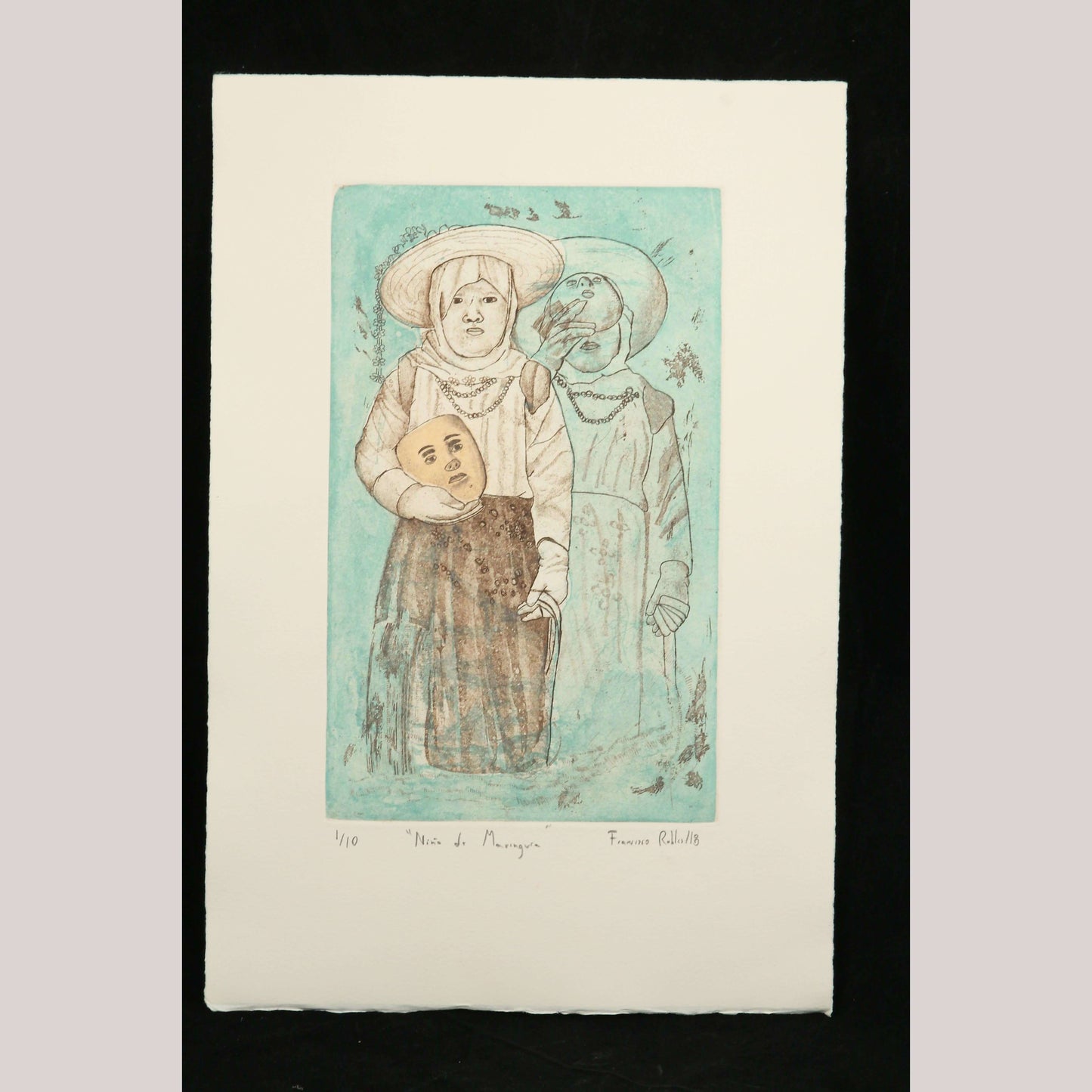 Linocut Mexican Fine Art Signed Décor 1/10 Authentic Collectible F. Robles #2