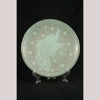 Lg Ceramic/Pottery Negative Platter Mexico Folk Art G. Hernandez Cano Peacock