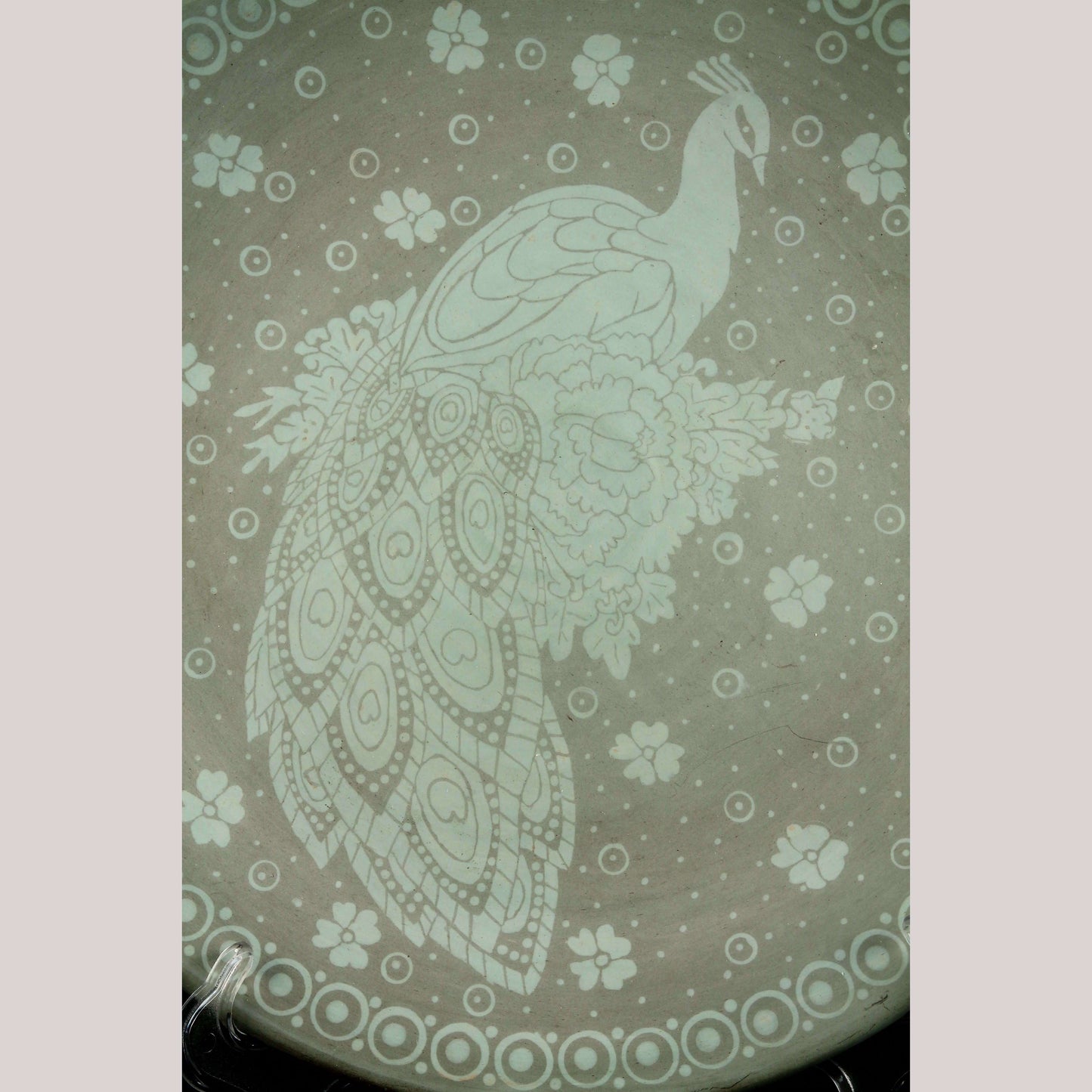 Lg Ceramic/Pottery Negative Platter Mexico Folk Art G. Hernandez Cano Peacock