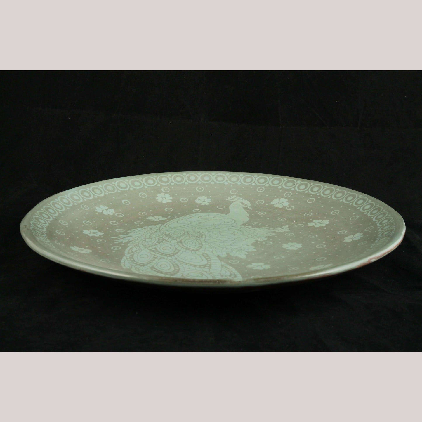 Lg Ceramic/Pottery Negative Platter Mexico Folk Art G. Hernandez Cano Peacock