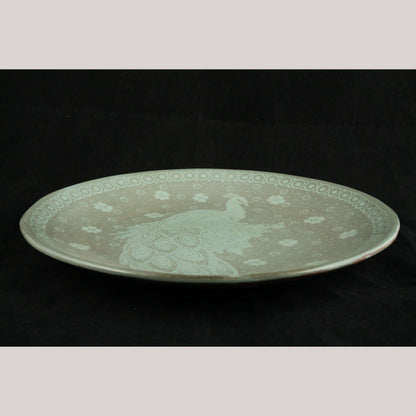 Lg Ceramic/Pottery Negative Platter Mexico Folk Art G. Hernandez Cano Peacock