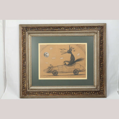 Vntg Original Mexican Erotic Painting on Paper Collectible Elio Vasquez Framed