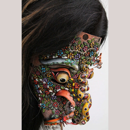 Tastoan Leather Hanging Snake Mask Mexico Macias