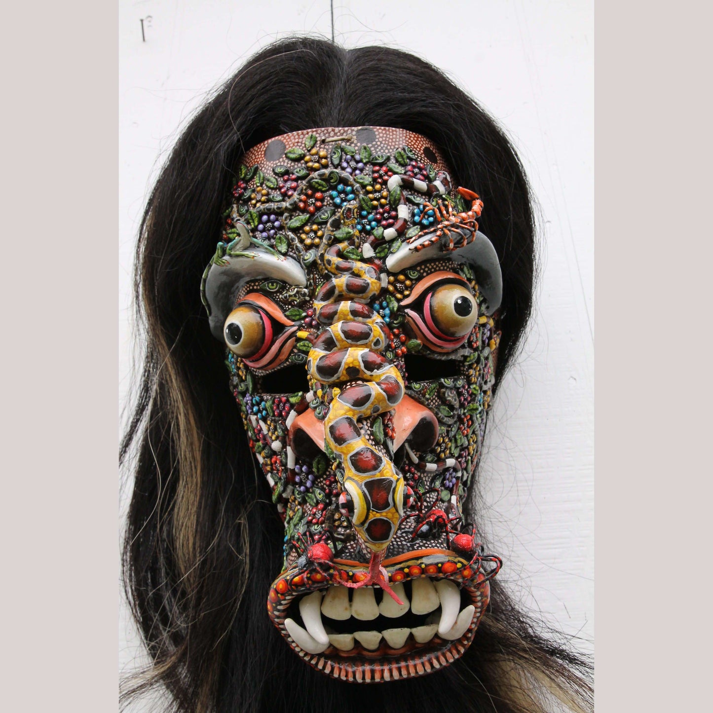 Tastoan Leather Hanging Snake Mask Mexico Macias