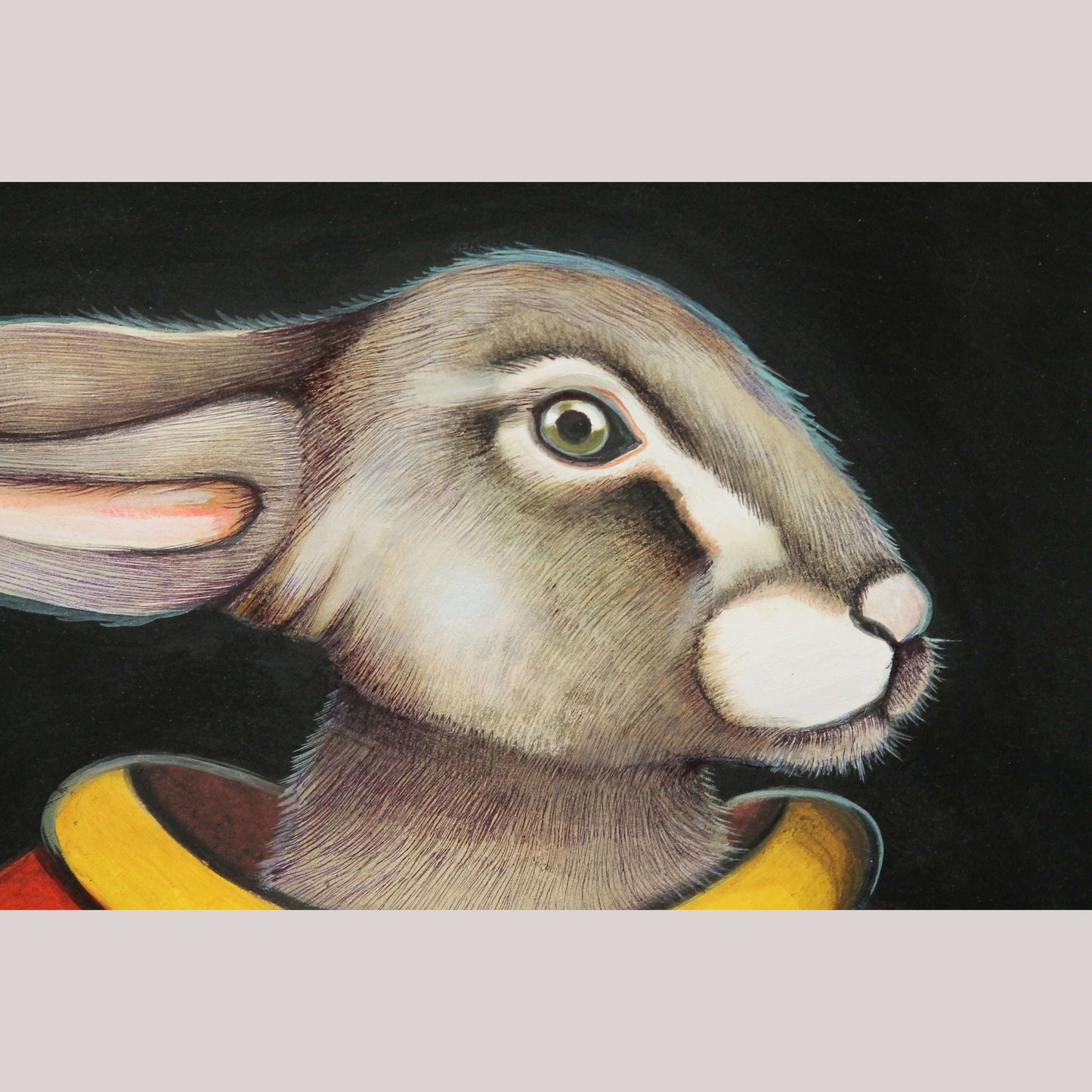 Mexican Acrylic Fine Art Painting Signed Décor Hermes Diaz "Rabbit in Fish"