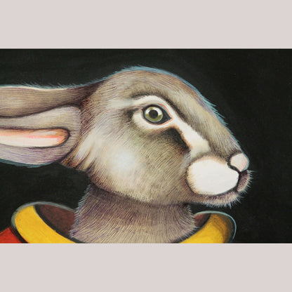 Mexican Acrylic Fine Art Painting Signed Décor Hermes Diaz "Rabbit in Fish"