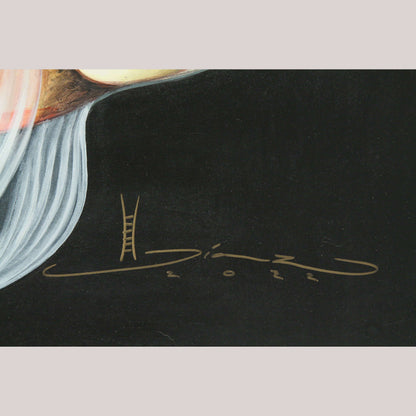 Mexican Acrylic Fine Art Painting Signed Décor Hermes Diaz "Rabbit in Fish"