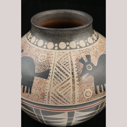 Ceramic Vase Ventura H Benitz Mexican Fine Folk Art Pre-Hispanic Animals Decor