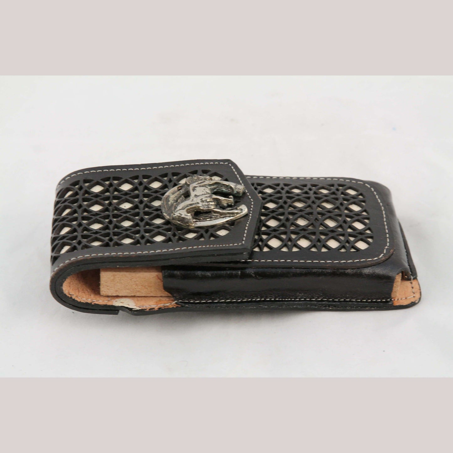 New Leather Belt Loop Cell Phone Holder/Pouch/Case Hand Made Embossed Mexico I