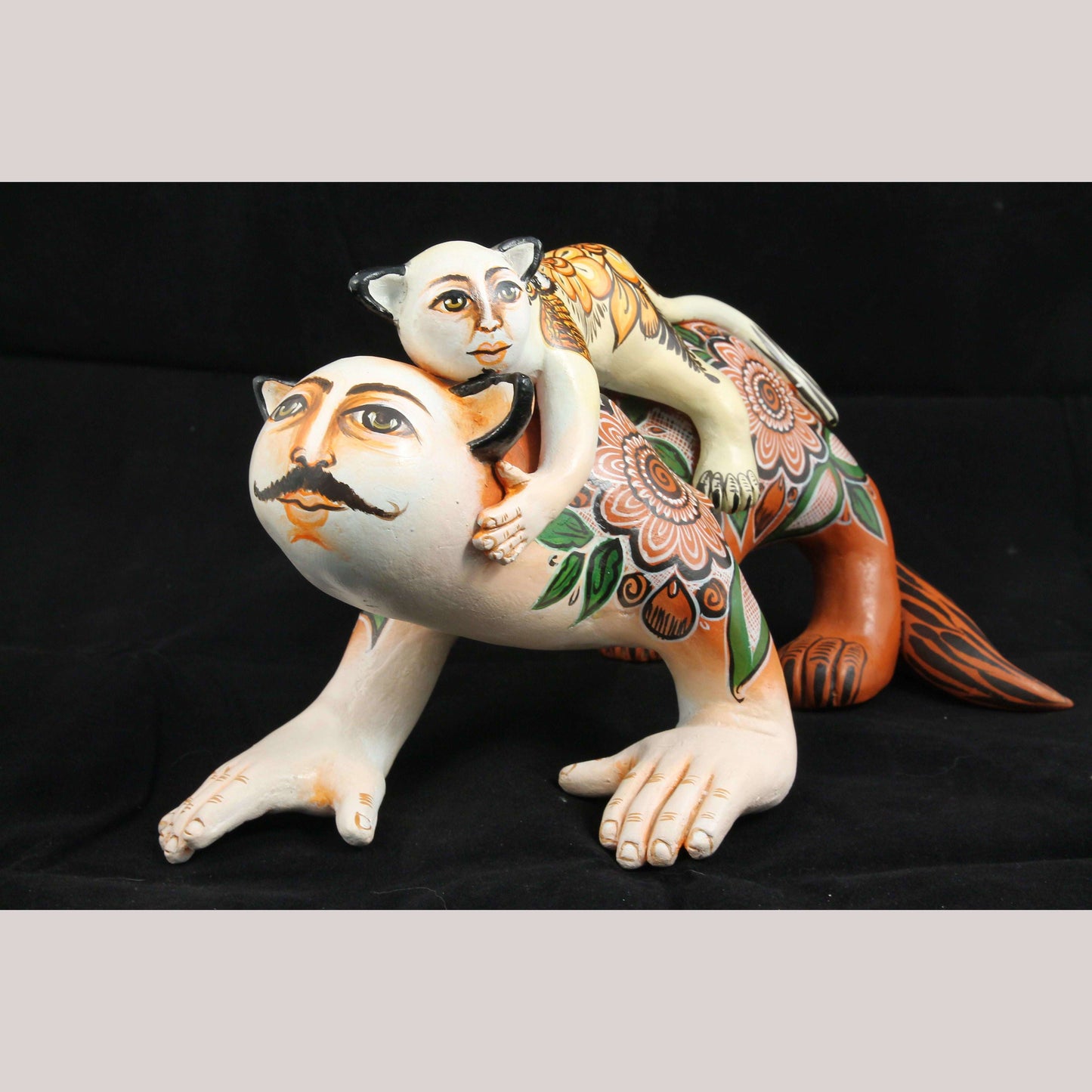 Large Ceramic Nagual/Jaguar Man/Baby Nagual Mexican Ubaldo Macias