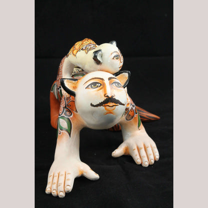 Large Ceramic Nagual/Jaguar Man/Baby Nagual Mexican Ubaldo Macias