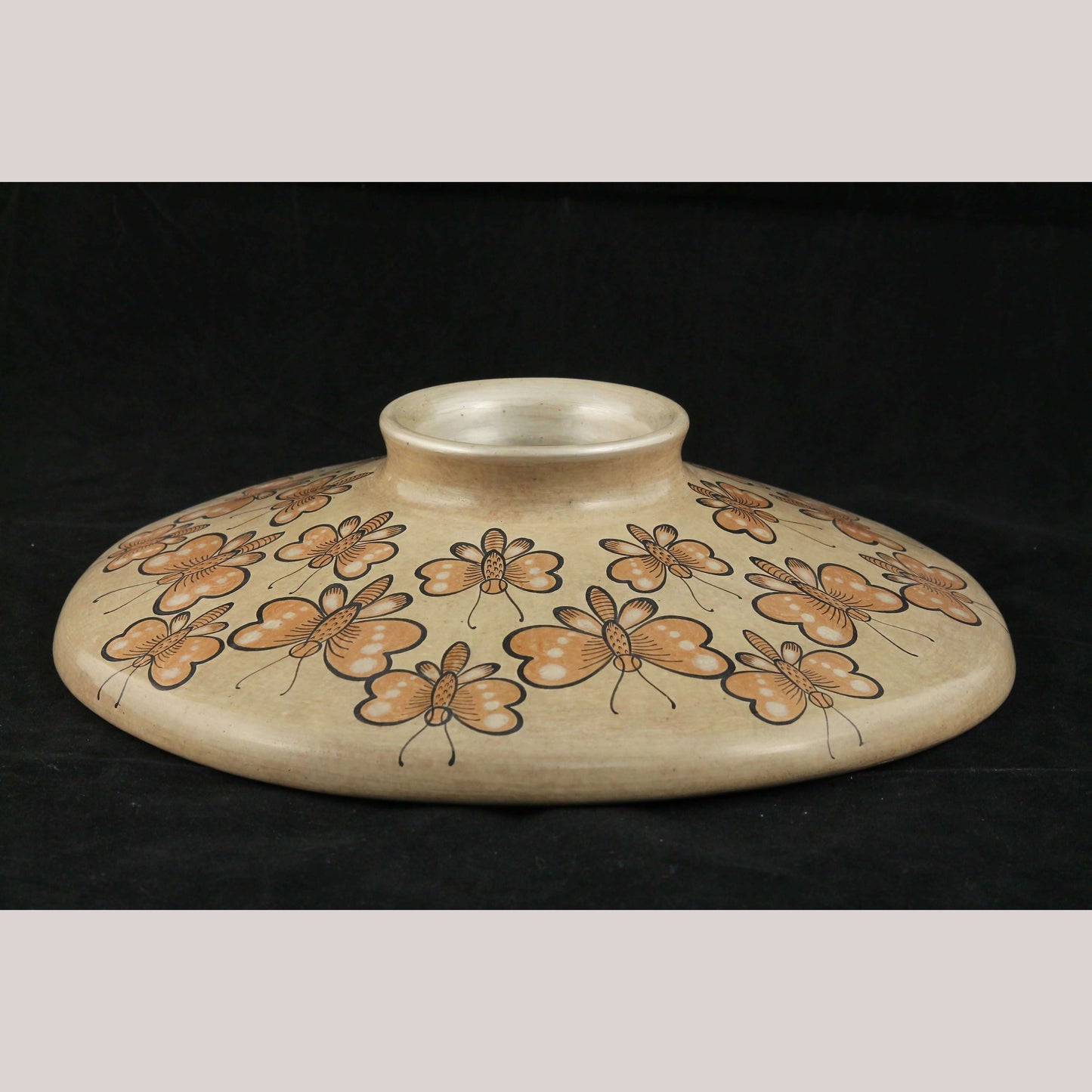 Mexican Ceramic Wall Hanging Platter Pottery Handmade Signed Gold Butterflies