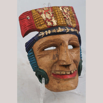 Wood Mask Aztec Gentleman Hand Made Jose Manuel Mejia