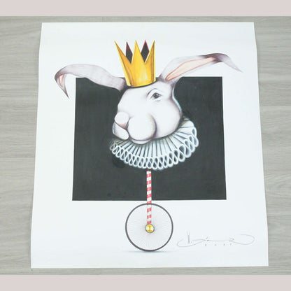Harlequin Rabbit Hermes Diaz Large Acrylic on Paper Painting