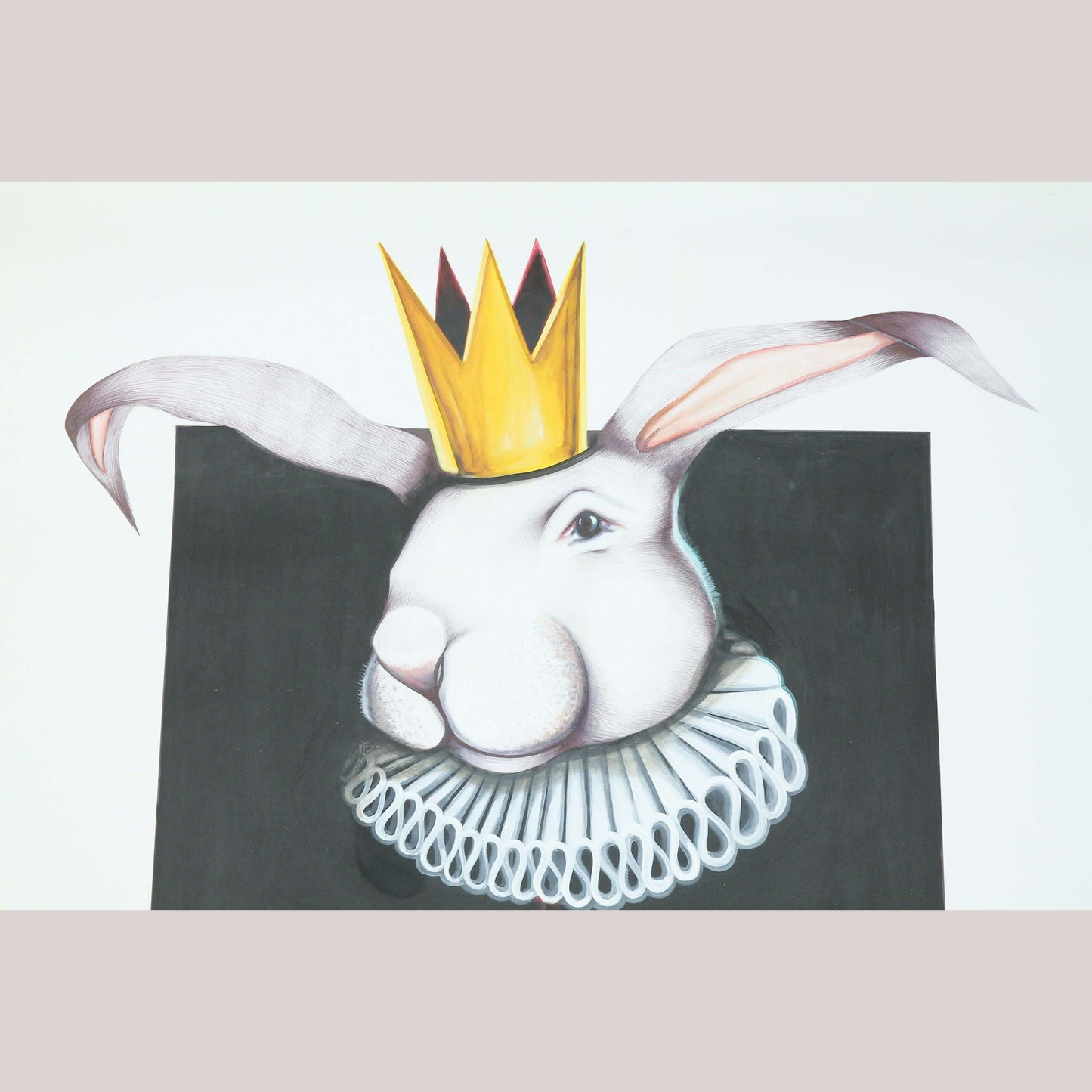Harlequin Rabbit Hermes Diaz Large Acrylic on Paper Painting