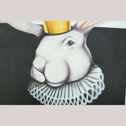 Harlequin Rabbit Hermes Diaz Large Acrylic on Paper Painting