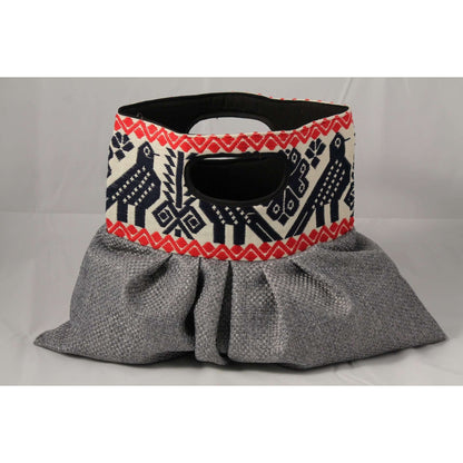 Mexican Purse/Bag/Tote Hand Embroidered Textile, Navy