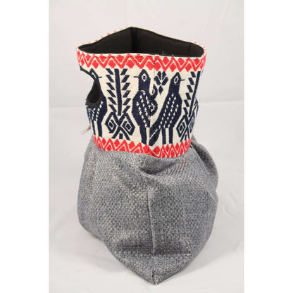 Mexican Purse/Bag/Tote Hand Embroidered Textile, Navy