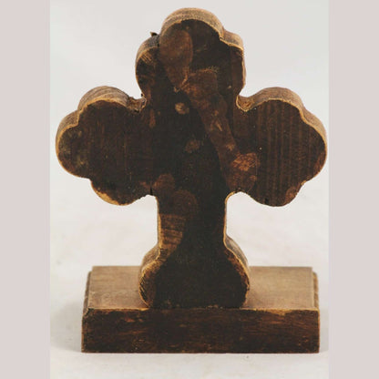 New Wood on Stand Cross/Milagros Mexican Folk Art Maiden Ocher