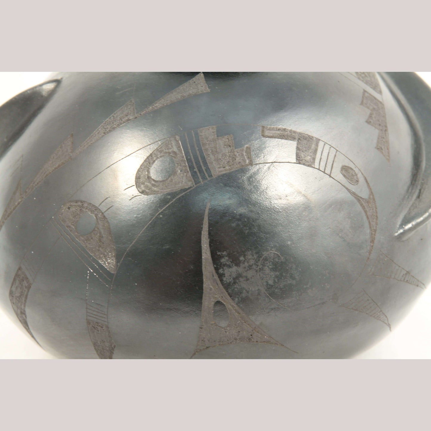 Ceramic Black Jar/Vase Mexican Folk Art Pottery Incised Décor Pablo M. Ortega