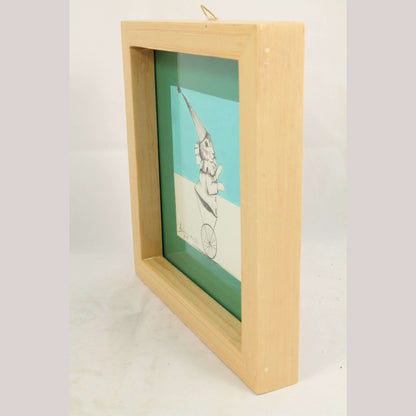 Mexico Acrylic Fine Art Painting Décor Hermes Diaz Circus Rabbit on Tricycle