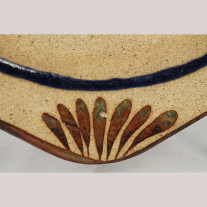 Ceramic Hanging Plate Hand Painted Home Decor Mexico Folk Art Blue Flower Bird 2