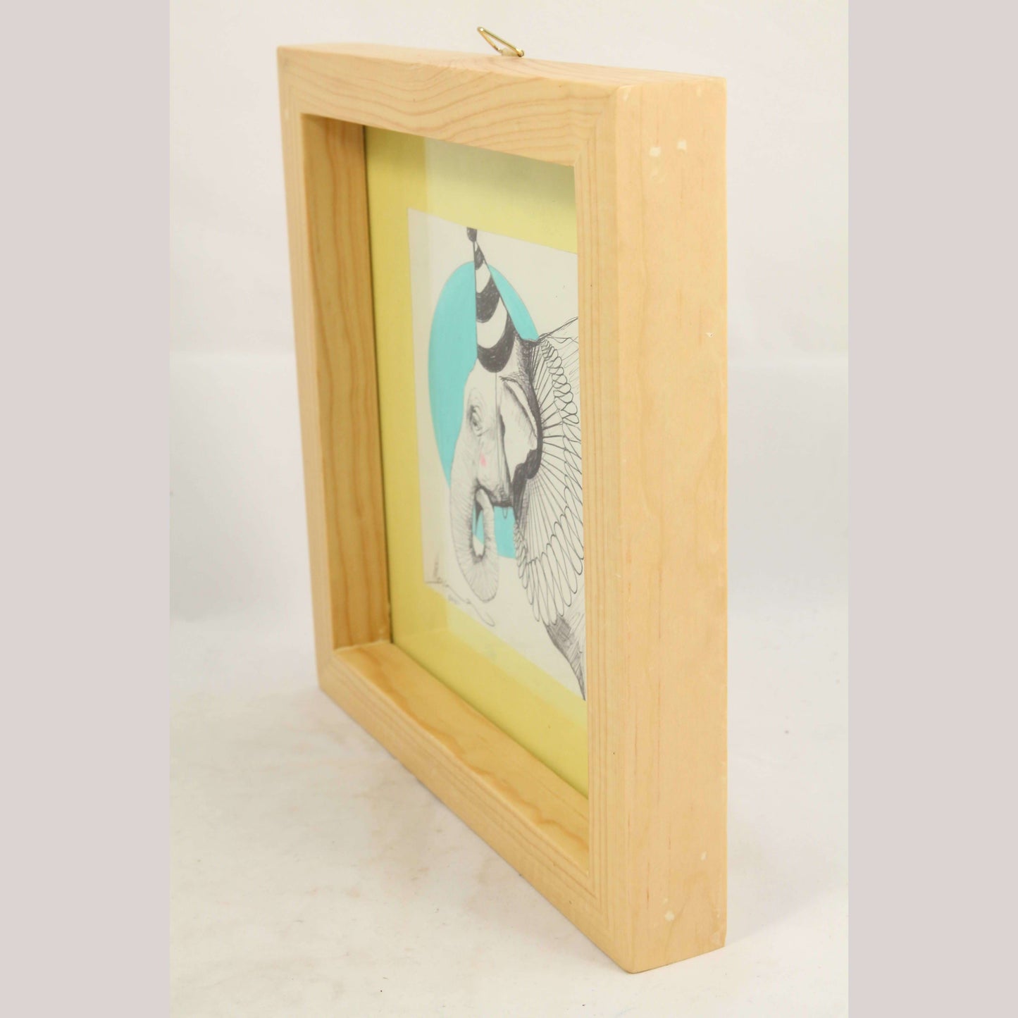 Mexican Acrylic Fine Art Painting Décor Framed Hermes Diaz Circus Elephant/Hat
