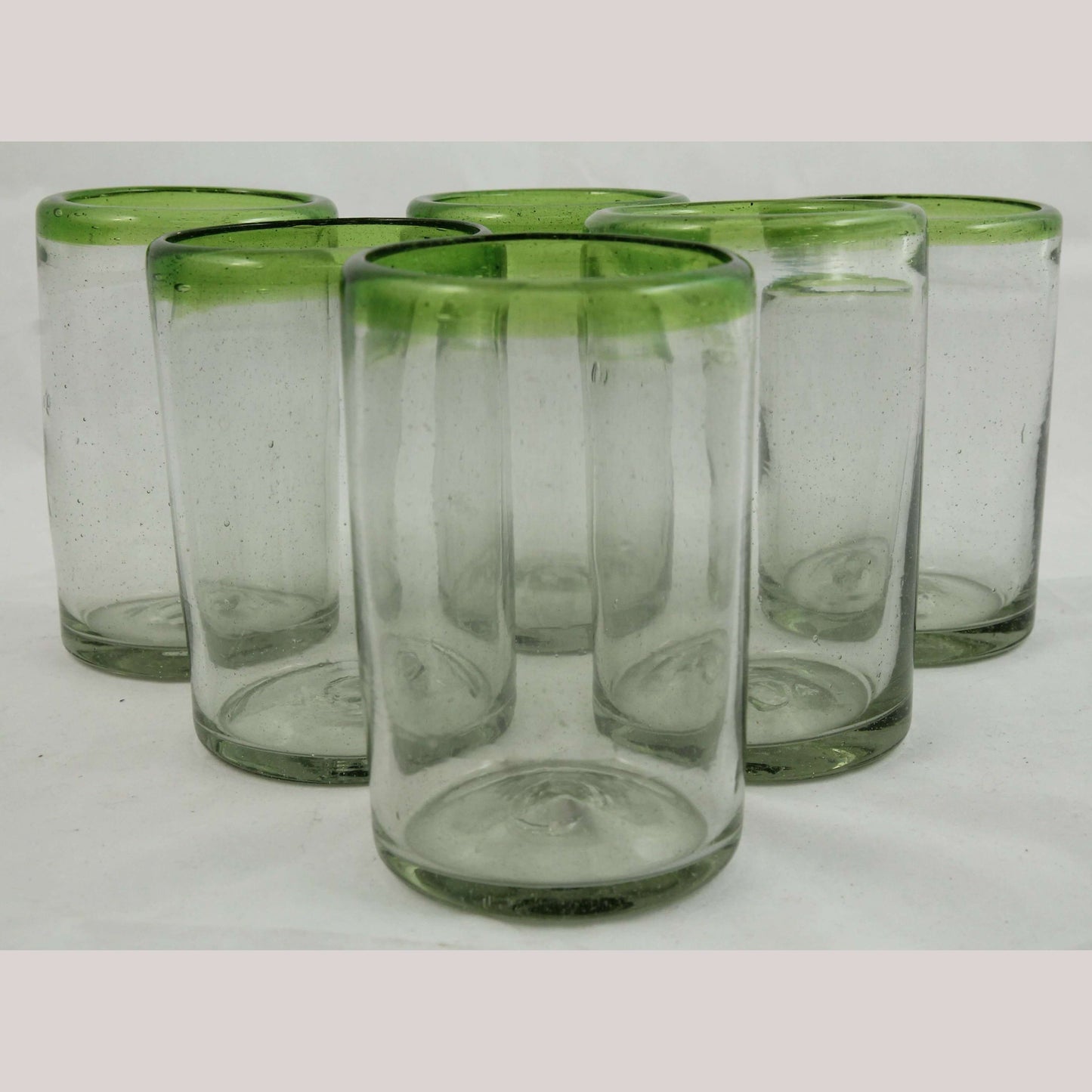 Lime Green Rim Juice Glasses, Set of 6, Mexican Glassware, Glass