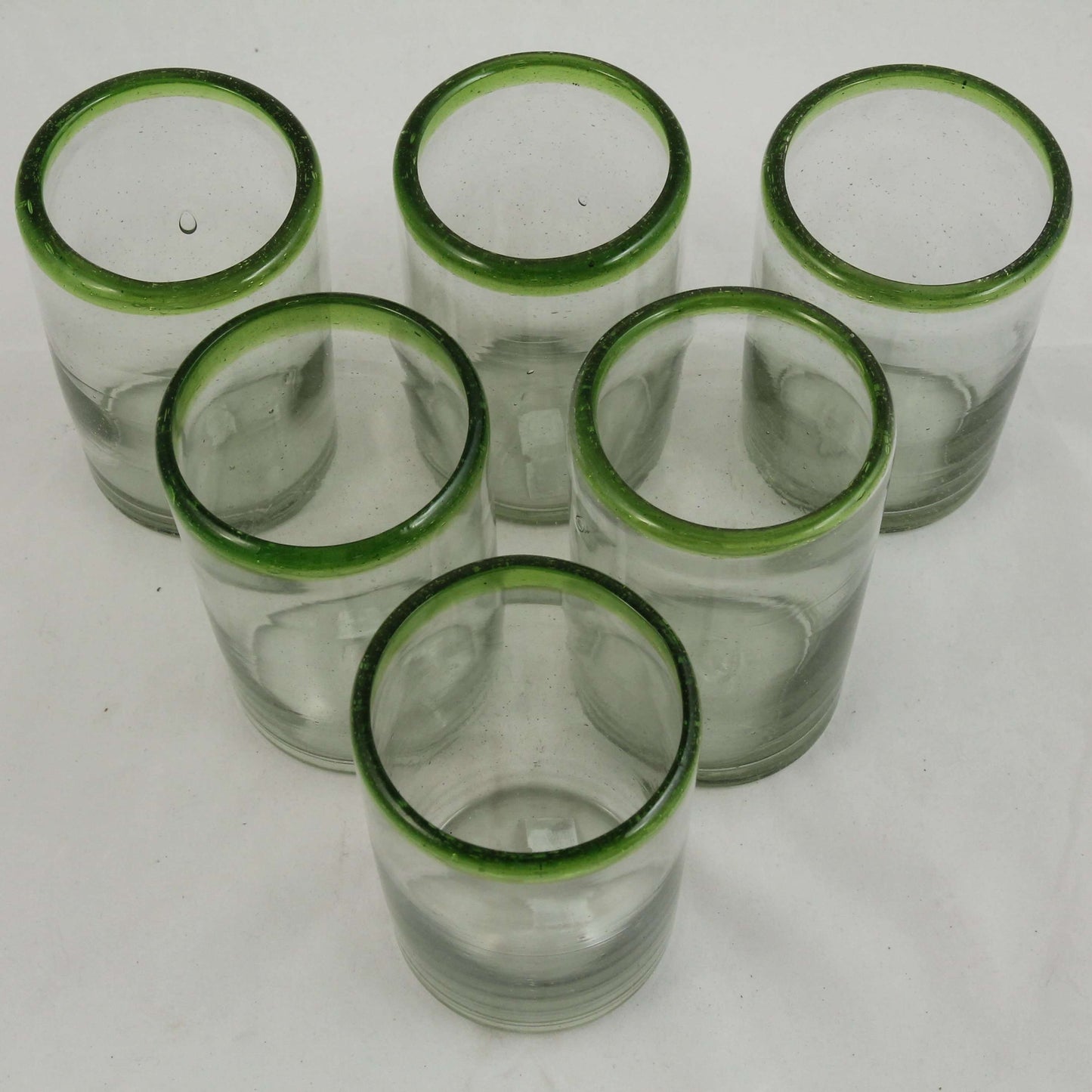 Lime Green Rim Juice Glasses, Set of 6, Mexican Glassware, Glass