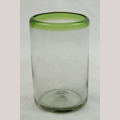 Lime Green Rim Juice Glasses, Set of 6, Mexican Glassware, Glass