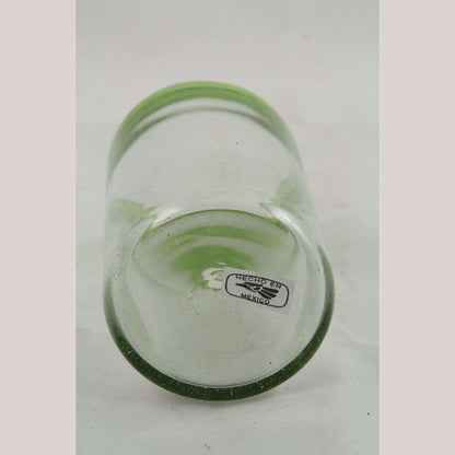 Lime Green Rim Juice Glasses, Set of 6, Mexican Glassware, Glass