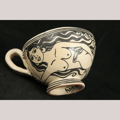 Ceramic/Pottery Mermaid Cup Angelica Morales Mexican Folk Art Lead Free Signed