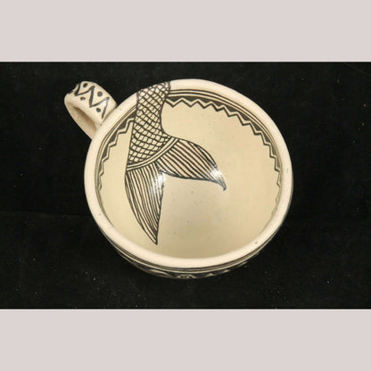 Ceramic/Pottery Mermaid Cup Angelica Morales Mexican Folk Art Lead Free Signed