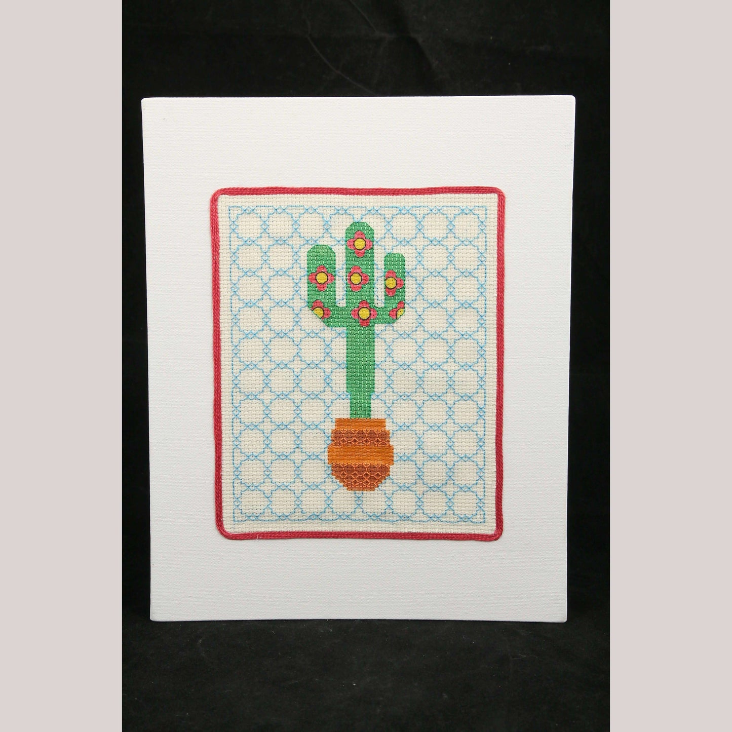 Blackwork Embroidery/Stitching Mexican Art Collectible Décor Signed Cactus #2