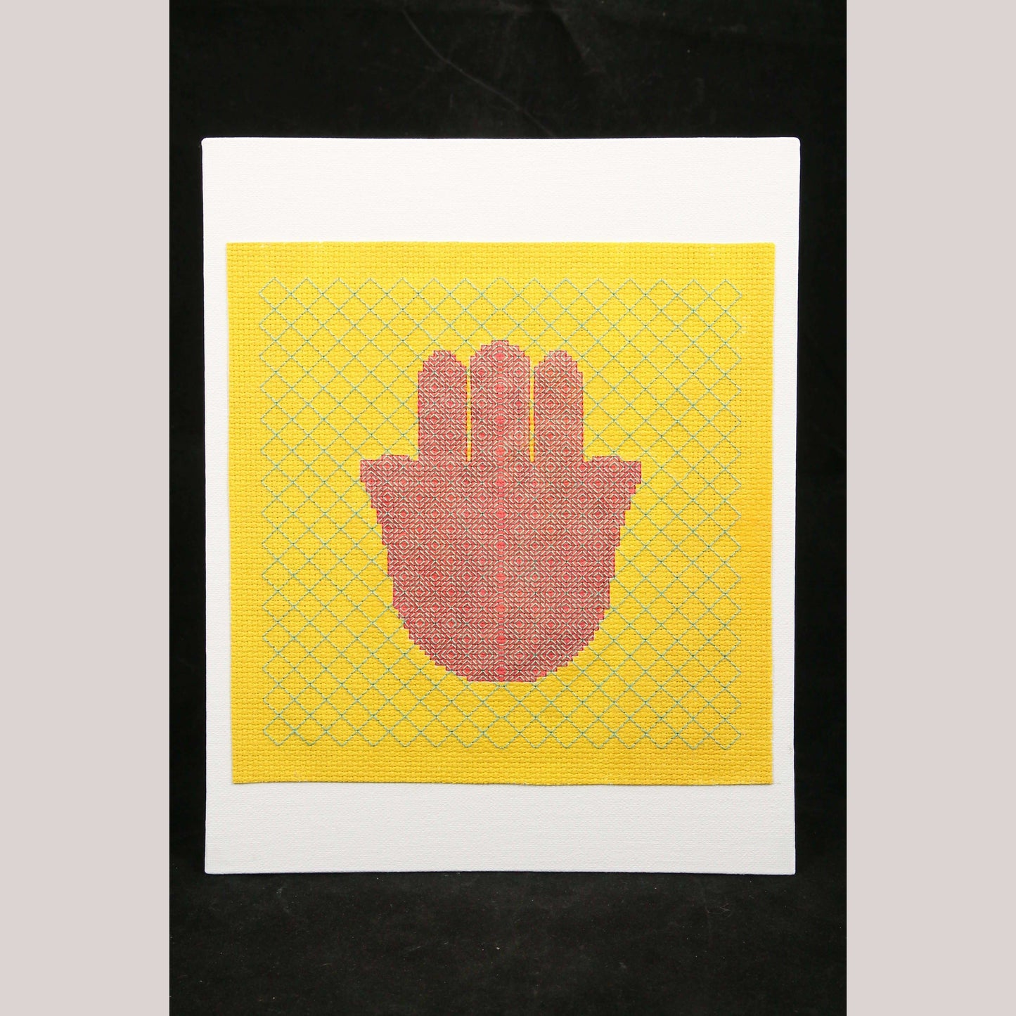 Blackwork Embroidery/Stitching Mexican Art Collectible Décor Hand of Fatima