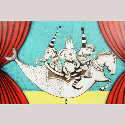 Mexican Mixed/Acrylic Fine Art Painting Signed Hermes Diaz Collectible Décor
