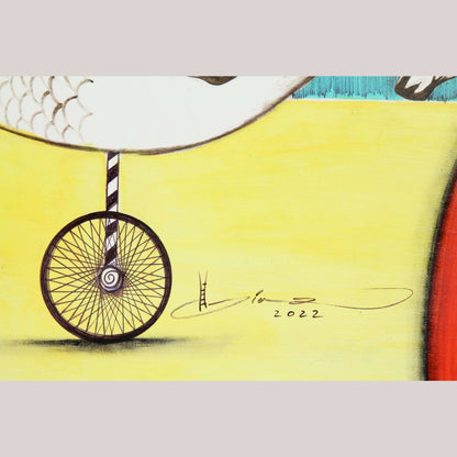 Mexican Mixed/Acrylic Fine Art Painting Signed Hermes Diaz Collectible Décor
