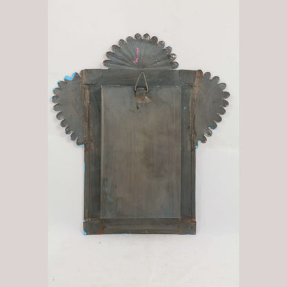 Tin Hanging Niche/Glass Mexican Folk Art Handmade Religion "Saint Martin" #2