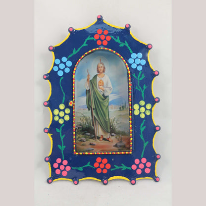 Tin Hanging Niche/Glass Mexican Folk Art Handmade Décor Religion Christ/Jesus