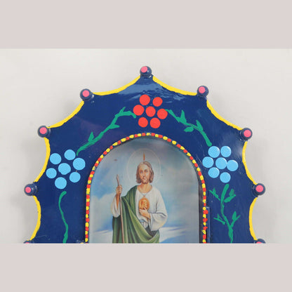 Tin Hanging Niche/Glass Mexican Folk Art Handmade Décor Religion Christ/Jesus