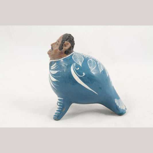 Ceramic Nagual Man/Bird Mexican Folk Art Handmade Décor J. A. Ortiz Signed Turq