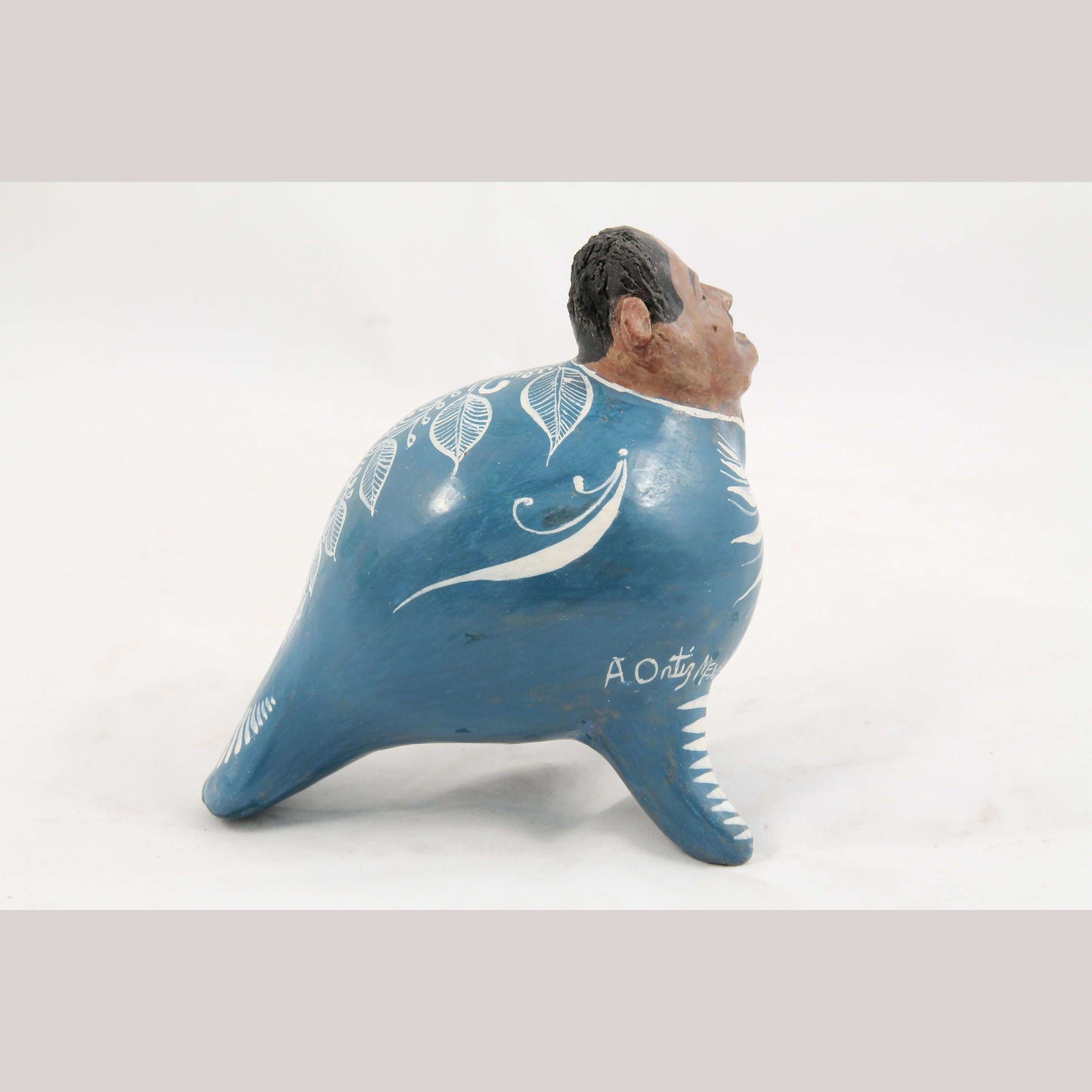 Ceramic Nagual Man/Bird Mexican Folk Art Handmade Décor J. A. Ortiz Signed Turq