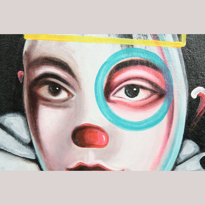 Mexican Mixed/Acrylic Fine Art Painting Signed Hermes Diaz Collectible Boy King